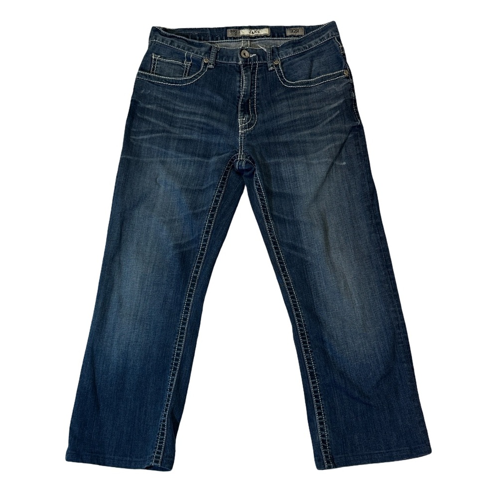 Buckle BKE men’s 32x26 Jake bootcut cotton blend denim blue jeans EUC